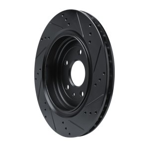 Chevrolet Corvette Brake Rotor (1) - Rear Left - R1 Concepts - Drilled & Slotted - Black - `14-`19